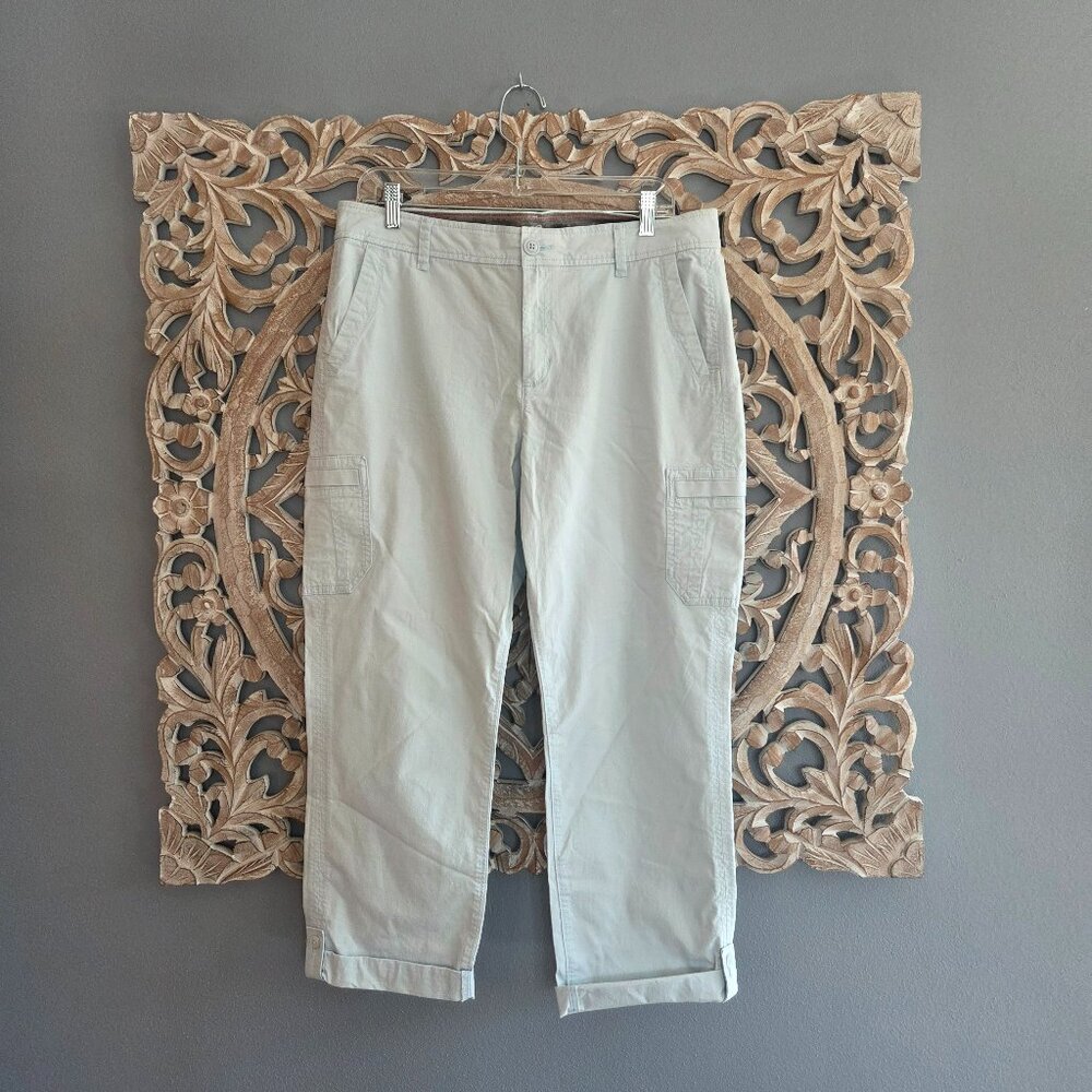 Eddie Bauer Baby Blue Cargo Pants Slightly Curvy Cropped Size 12 Tall